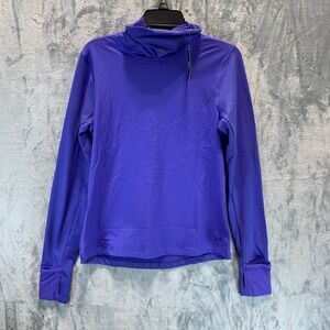 Under Armour Women's Run Top M Fitted Funnel Neck Long Sleeve Thumb Thermal Blue